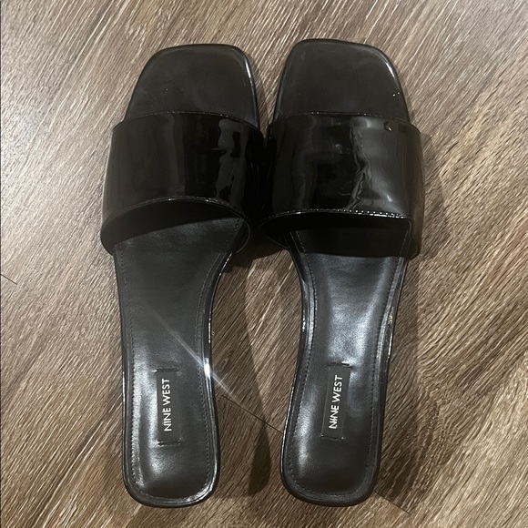Nine West Shoes - Nine West Black Patent Slide Sandals